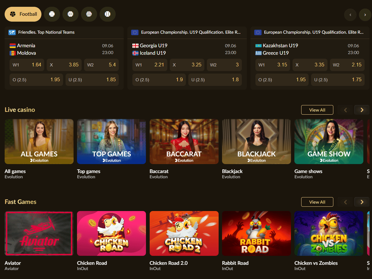 Crown88 Games screenshot with sportsbook, live casino, and fast games
